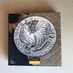 Pfaltzgraff Rooster Meadow Trivet or Wall Hanger Chrome New in Open Box